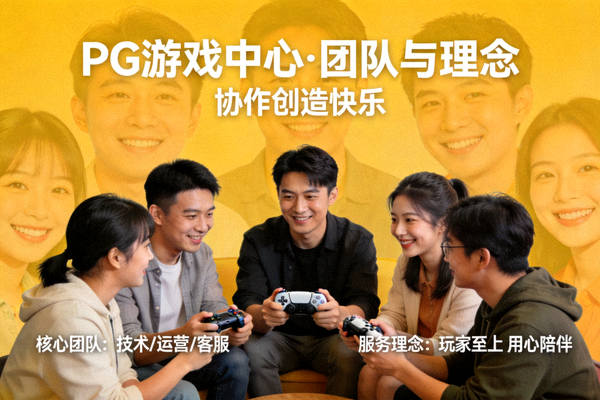 关于PG游戏中心团队与理念介绍 - 团队协作与玩家笑脸融合的创意图片