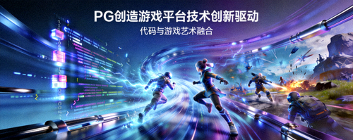 PG创造游戏平台技术创新驱动 - 代码与游戏艺术融合的科技感画面
