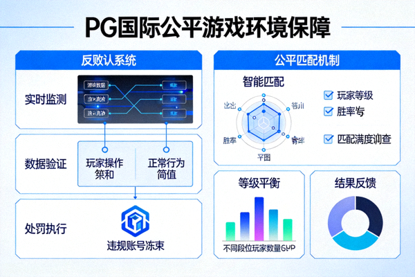 PG国际公平游戏环境保障 - 展示反作弊系统和公平匹配机制示意图