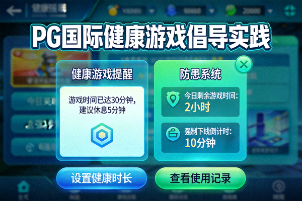 PG国际健康游戏倡导实践 - 展示游戏内健康提醒和防沉迷系统界面