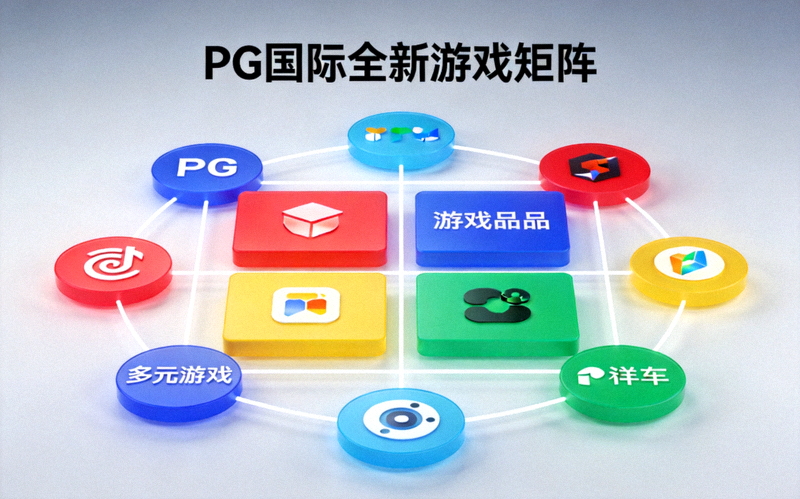 PG国际全新游戏矩阵概念展示图 - 多彩模块化设计象征多元游戏品类